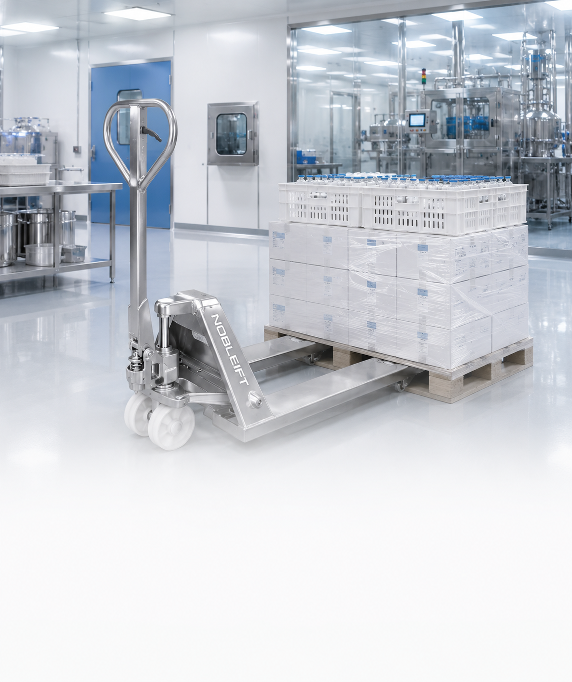 Pharma material handling — cleanroom-compatible pallet jacks and electric forklifts